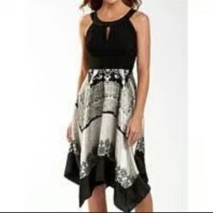 MELROSE HALTER NECKLINE COCKTAIL TWO-TONE WOMEN'S DRESS